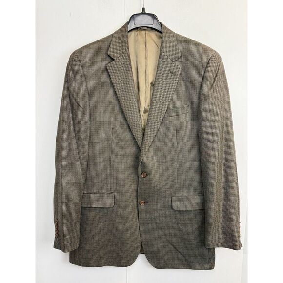 Ralph Ralph Lauren Silk & Wool Men's Suit Jacket Blazer 42L Academia Houndstooth - Picture 1 of 11